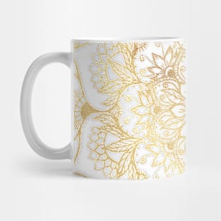 Elegant White Gold Mandala Floral Mug